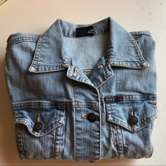 Angel Jean Jacket Distressed Denim Cropped Size Small - Picture 12 of 12